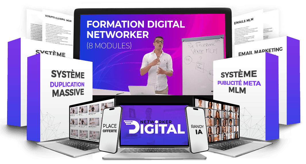 Aperçu du pack Digital Networker : formation 8 modules, scripts, emails et bonus