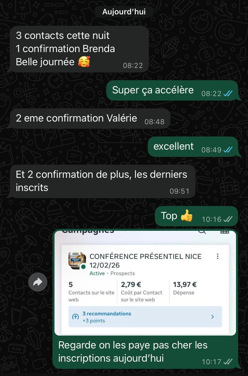 3 contacts la nuit, 4 confirmations le lendemain