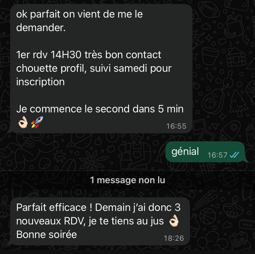 3 nouveaux RDV programmés pour le lendemain